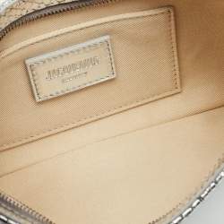 Pre Owned Jacquemus Silver Snakeskin Embossed Patent Leather Le Bisou Perle Shoulder Bag