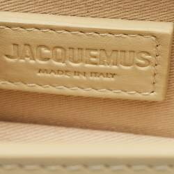 Pre Owned Jacquemus Ivory Leather Mini Le Bambino Top Handle Bag.