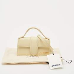 Pre Owned Jacquemus Ivory Leather Mini Le Bambino Top Handle Bag.