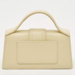 Pre Owned Jacquemus Ivory Leather Mini Le Bambino Top Handle Bag.