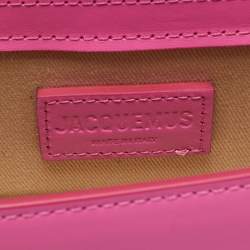 Pre Owned Jacquemus Neon Pink Leather Mini Le Bambino Top Handle Bag