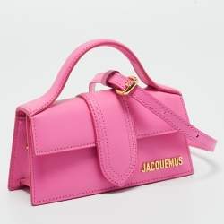 Pre Owned Jacquemus Neon Pink Leather Mini Le Bambino Top Handle Bag