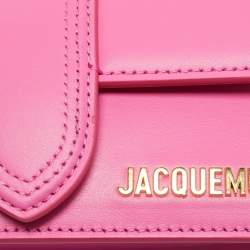 Pre Owned Jacquemus Neon Pink Leather Mini Le Bambino Top Handle Bag