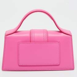 Pre Owned Jacquemus Neon Pink Leather Mini Le Bambino Top Handle Bag