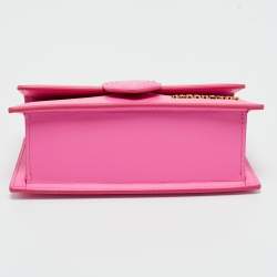 Pre Owned Jacquemus Neon Pink Leather Mini Le Bambino Top Handle Bag