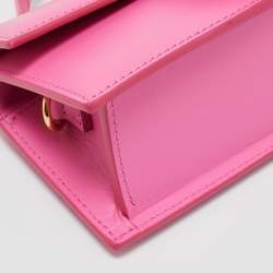 Pre Owned Jacquemus Neon Pink Leather Mini Le Bambino Top Handle Bag