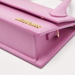 Pre Owned Jacquemus Neon Pink Leather Long Le Chiquito Top Handle Bag
