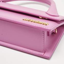 Pre Owned Jacquemus Neon Pink Leather Long Le Chiquito Top Handle Bag