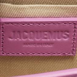 Pre Owned Jacquemus Neon Pink Leather Long Le Chiquito Top Handle Bag