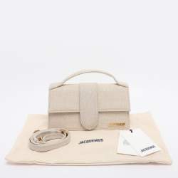 Pre Owned حقيبة جاكيموس لو غراند بامبينو قماش بيج بيد علوية