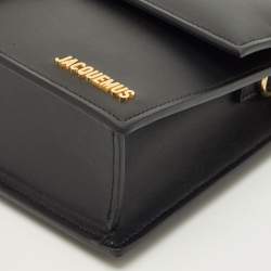 Pre Owned Jacquemus Black Leather Le Bambinou Top Handle Bag