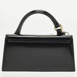 مملوكة مسبقًا Jacquemus Long Le Chiquito Boucle Black Glossy Leather Top Handle Bag