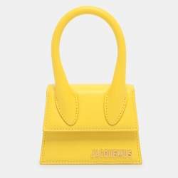 Pre Owned Jacquemus Le Chiquito Mini Yellow Leather Top Handle Bag