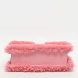 Pre Owned Jacquemus Le Bambino Pink Leather and Shearling Fur Top Handle Bag