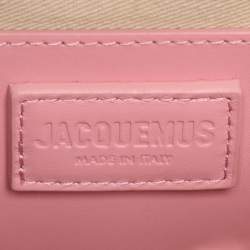 Pre Owned Jacquemus Le Bambino Pink Leather and Shearling Fur Top Handle Bag