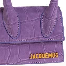 Pre Owned Jacquemus Purple Leather Le Chiquito Mini Satchel