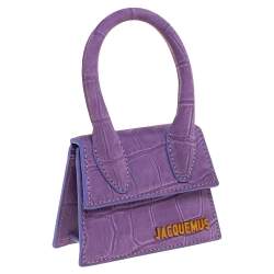Pre Owned Jacquemus Purple Leather Le Chiquito Mini Satchel