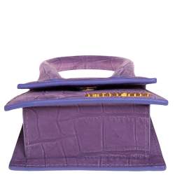Pre Owned Jacquemus Purple Leather Le Chiquito Mini Satchel