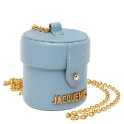Pre Owned Jacquemus Blue Leather Mini Le Vanity Shoulder Bag