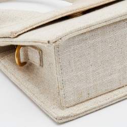 Pre Owned Jacquemus Off White Linen Canvas Le Chiquito Top Handle Bag