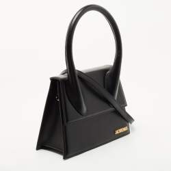 Jacquemus Black Leather Le Grand Chiquito Top Handle Bag