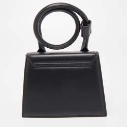 Pre Owned Jacquemus Black Leather Le Chiquito Noeud Top Handle Bag