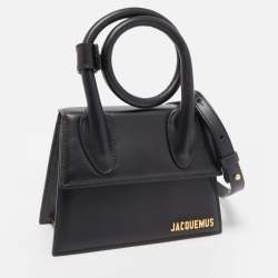 Pre Owned Jacquemus Black Leather Le Chiquito Noeud Top Handle Bag
