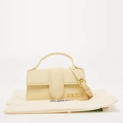 مملوكة مسبقًا Jacquemus Light Yellow Nubuck Leather Le Bambino Mini Top Handle Bag.