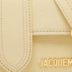 مملوكة مسبقًا Jacquemus Light Yellow Nubuck Leather Le Bambino Mini Top Handle Bag.