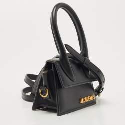 مملوكة مسبقًا Jacquemus Black Leather Mini Le Chiquito Top Handle Bag