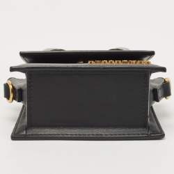 مملوكة مسبقًا Jacquemus Black Leather Mini Le Chiquito Top Handle Bag