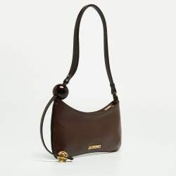 Pre Owned Jacquemus Brown Leather Le Bisou Perle Shoulder Bag