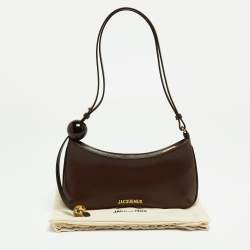 Pre Owned Jacquemus Brown Leather Le Bisou Perle Shoulder Bag