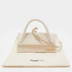 Jacquemus Cream Tweed Long Le Chiquito Top Handle Bag