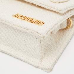 Jacquemus Cream Tweed Long Le Chiquito Top Handle Bag