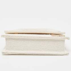 Jacquemus Cream Tweed Long Le Chiquito Top Handle Bag