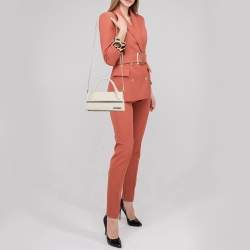 Jacquemus Cream Tweed Long Le Chiquito Top Handle Bag