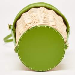 Jacquemus Green/Natural Wicker and Leather Le Panier Seau Bucket Bag