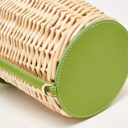 Jacquemus Green/Natural Wicker and Leather Le Panier Seau Bucket Bag