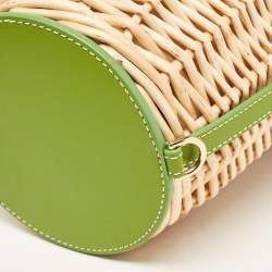 Jacquemus Green/Natural Wicker and Leather Le Panier Seau Bucket Bag
