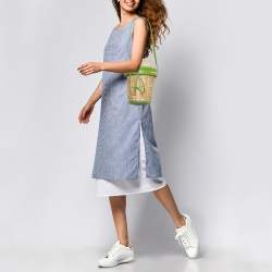 Jacquemus Green/Natural Wicker and Leather Le Panier Seau Bucket Bag