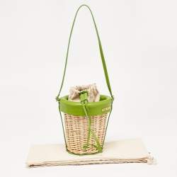 Jacquemus Green/Natural Wicker and Leather Le Panier Seau Bucket Bag
