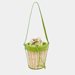 Jacquemus Green/Natural Wicker and Leather Le Panier Seau Bucket Bag