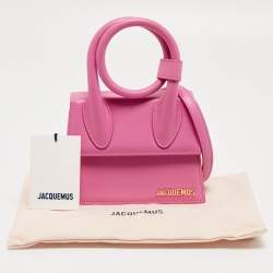 Pre Owned Jacquemus Pink Leather Le Chiquito Noeud Top Handle Bag