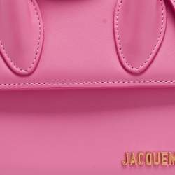 Pre Owned Jacquemus Pink Leather Le Chiquito Noeud Top Handle Bag