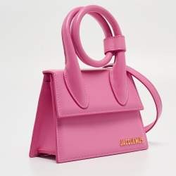 Pre Owned Jacquemus Pink Leather Le Chiquito Noeud Top Handle Bag