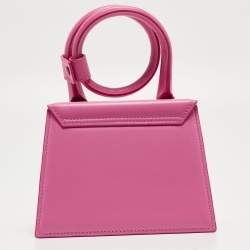 Pre Owned Jacquemus Pink Leather Le Chiquito Noeud Top Handle Bag