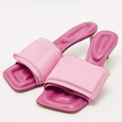 Pre Owned Jacquemus Pink Leather Les Piscine Mules Size 37