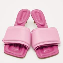 Pre Owned Jacquemus Pink Leather Les Piscine Mules Size 37