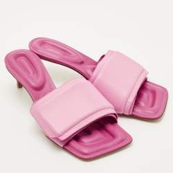 Pre Owned Jacquemus Pink Leather Les Piscine Mules Size 37